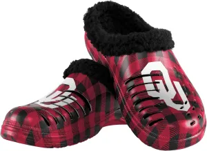 FOCO Men's NCAA College Team Logo Sherpa Lined Buffalo Check Shoes Slipper Clogs