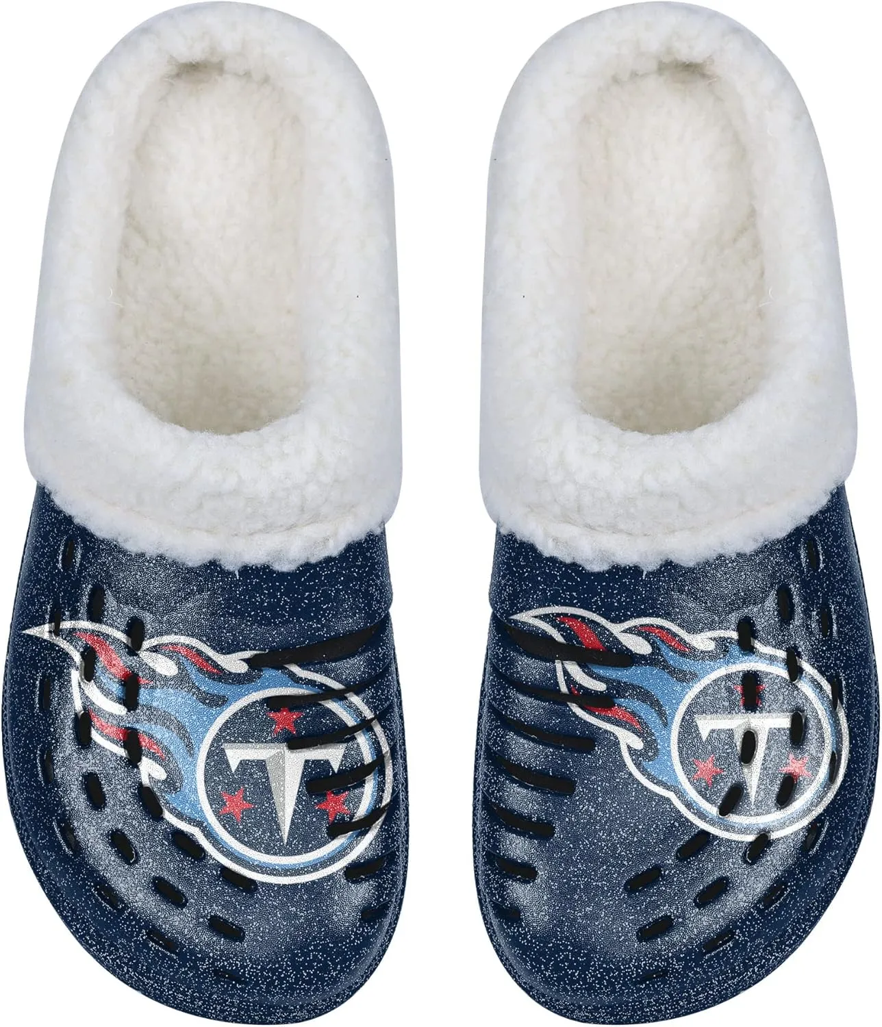FOCO Women's NFL Team Logo Sherpa Lined Glitter Shoes Slipper Clogs