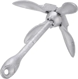 Folding Grapnel Anchor, Galvanized Foldable Anchor with 4 Hooks Claws, 52.7oz Lockable Umbrella Anchor for Small Boats, Kayak, Yacht