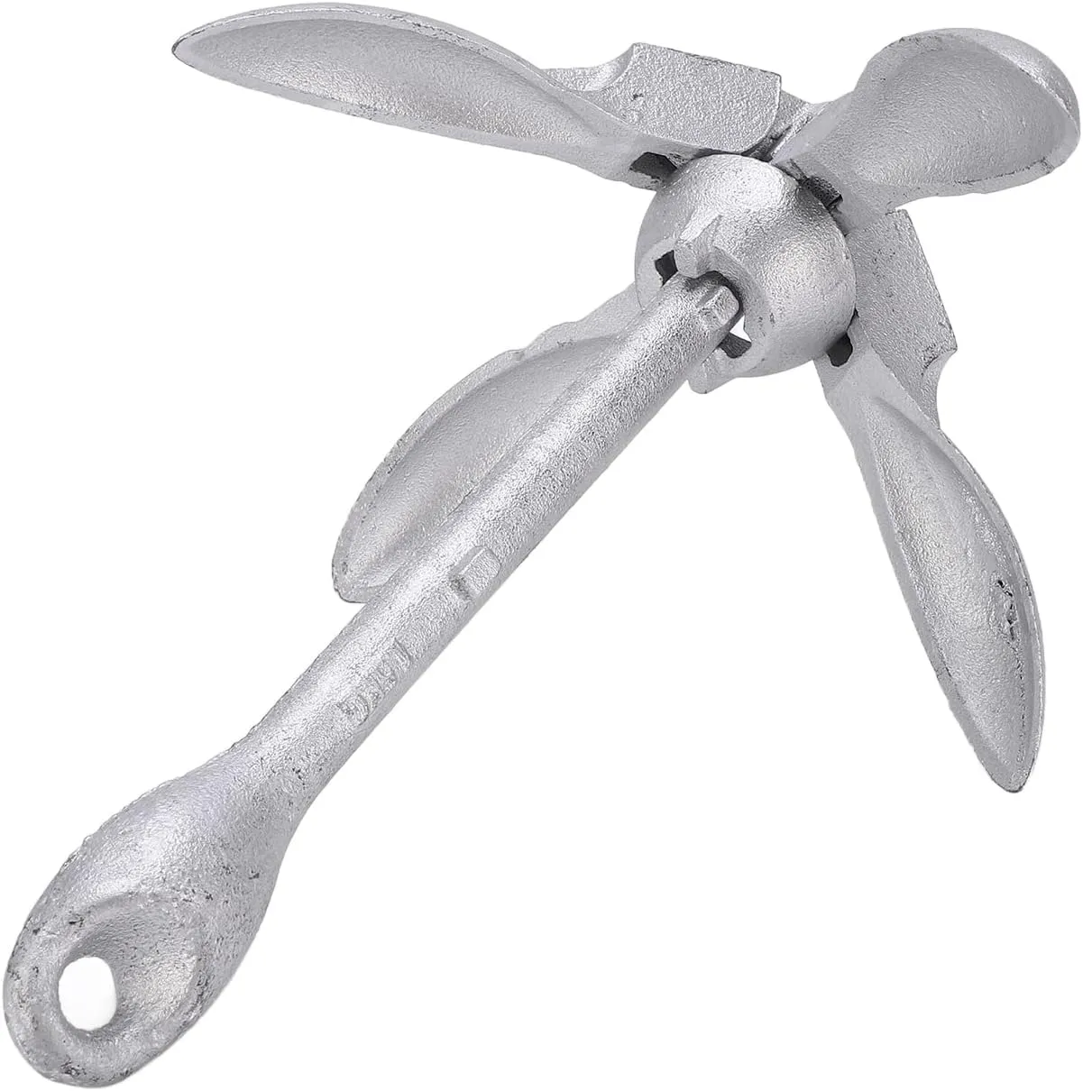 Folding Grapnel Anchor, Galvanized Foldable Anchor with 4 Hooks Claws, 52.7oz Lockable Umbrella Anchor for Small Boats, Kayak, Yacht