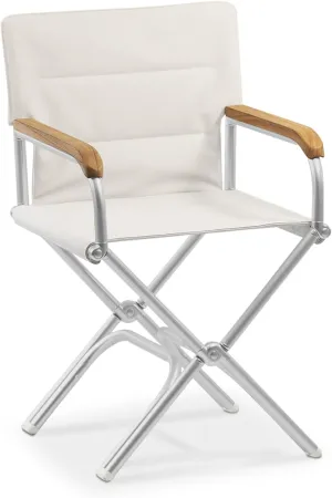FORMA MARINE High End Folding Aluminum Boat Chair Teak Armrest White Padded ASTRON A6000UNIWT