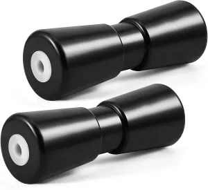 Frienda 2 Pack Heavy Duty Boat Trailer Roller 12in/10in Robust Rubber Bow Roller Boat Trailer Bow Stop Boat Trailer Accessories Replacement Boat Trailer Parts Black Rubber Shaft Keel