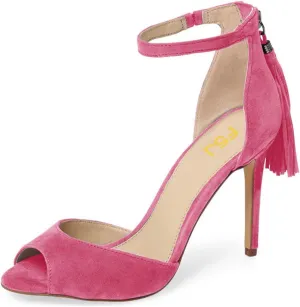 FSJ Women Peep Toe Ankle Strap Heels Sandals Stiletto Chic Fringed Party D'Orsay Shoes Size 4-15 US