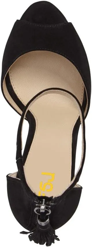 FSJ Women Peep Toe Ankle Strap Heels Sandals Stiletto Chic Fringed Party D'Orsay Shoes Size 4-15 US
