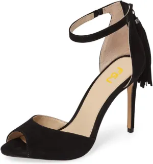 FSJ Women Peep Toe Ankle Strap Heels Sandals Stiletto Chic Fringed Party D'Orsay Shoes Size 4-15 US