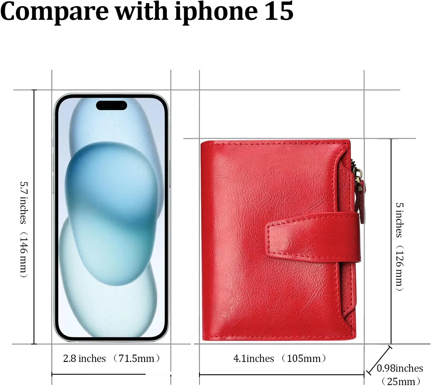 FT FUNTOR Small Wallet for Women Genuine Leather Bifold Compact RFID Blocking Zipper Pocket Ladies Credit Card Slots Purse with ID Window