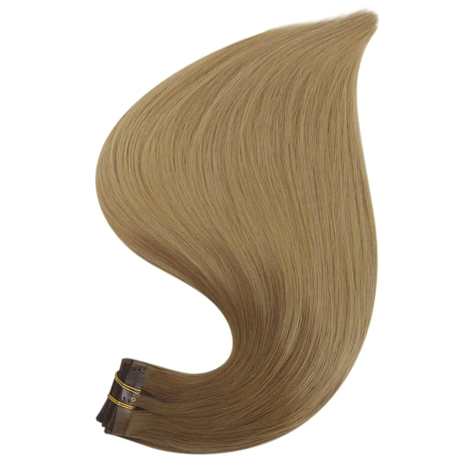 Full Shine Ombre Clip In Hair Extensions Human Hair 14 Inch Light Brown To Beige Blonde Hair Extensions Human Hair 8pcs/Set Invisible Skin Weft Extensions 120 Grams
