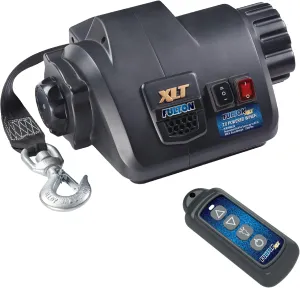 Fulton 500621 XLT Marine Trailer Winch, Powered, 10,000 lbs. Capacity, 15 Foot Strap, Wireless Remote Included