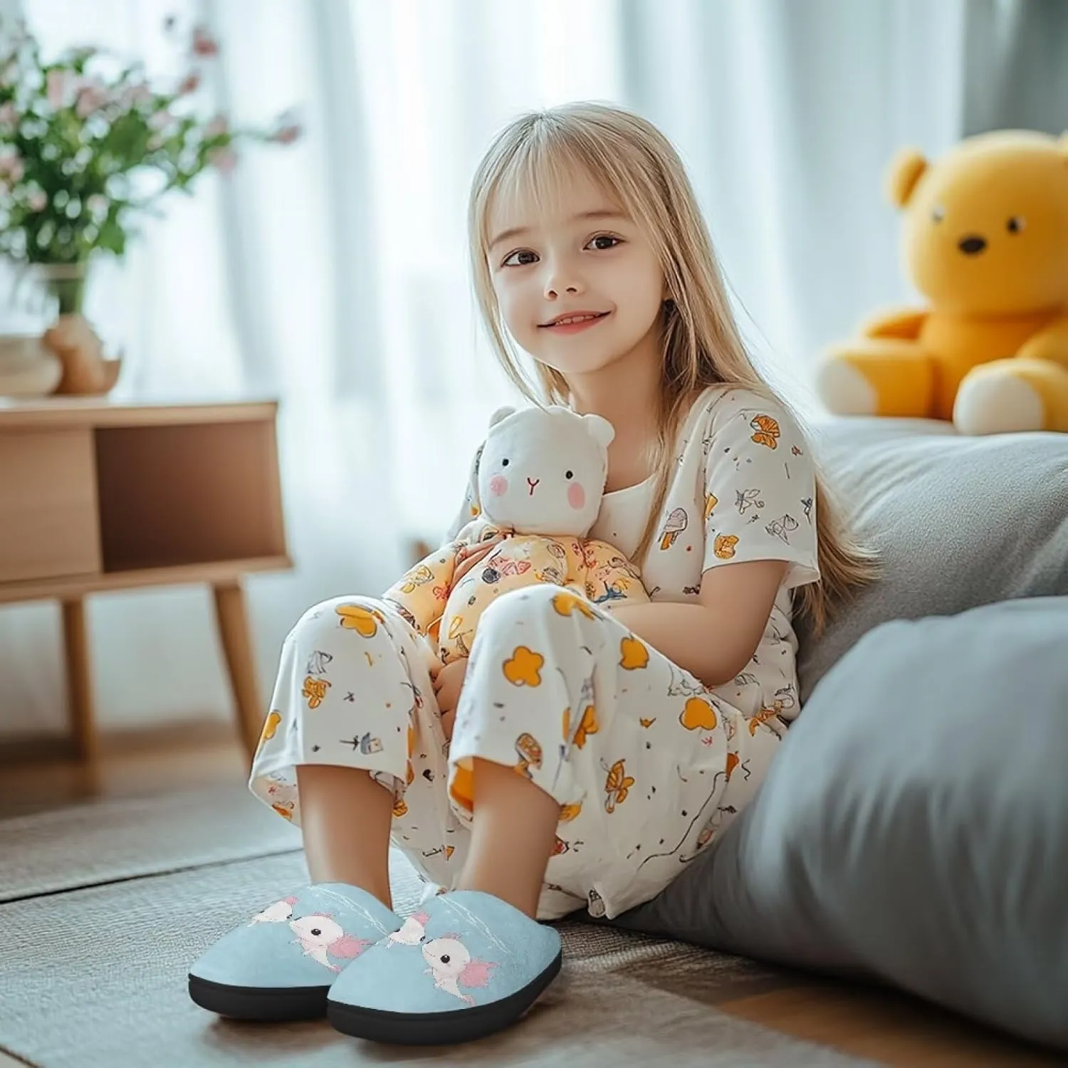 Fuzzy Slippers for Boys Girls Non-slip House Slipper Winter Home Shoes