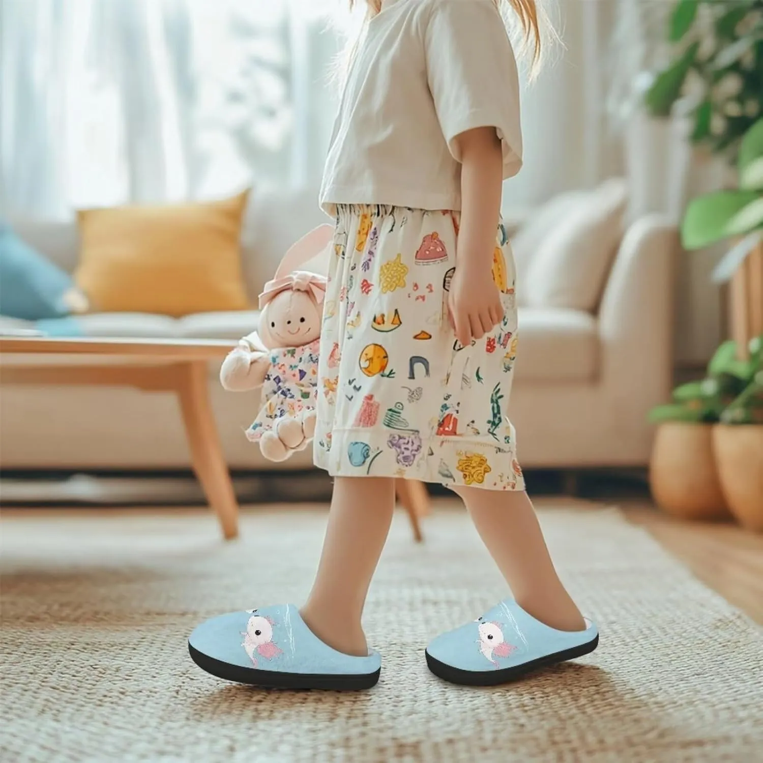 Fuzzy Slippers for Boys Girls Non-slip House Slipper Winter Home Shoes