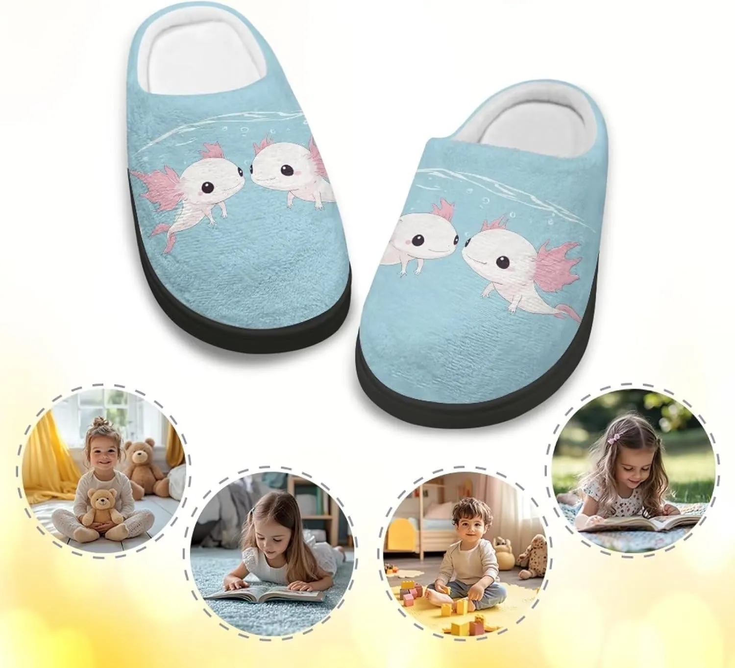 Fuzzy Slippers for Boys Girls Non-slip House Slipper Winter Home Shoes