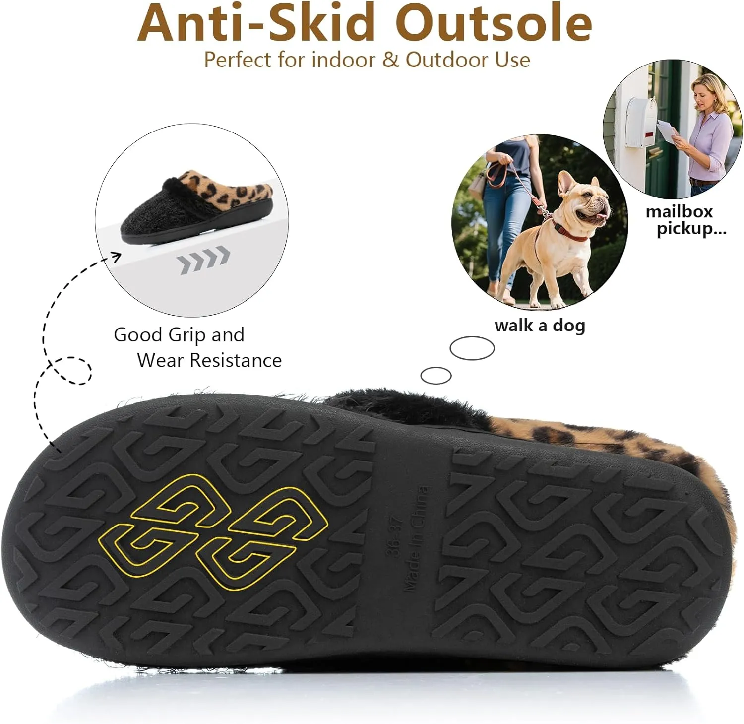 Fuzzy Slippers for Women Indoor and Outdoor Plush with Memory Foam Anti-Skid Sole Cozy House Slipper Soft Bedroom Shoes Slip On Gifts for Women Mom Her Ladies