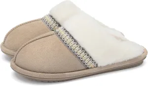 Fuzzy Slippers for Women with Memory Foam Warm Winter Suede House Slippers Indoor Outdoor Gifts For Women Faux Fur Anti-Skid