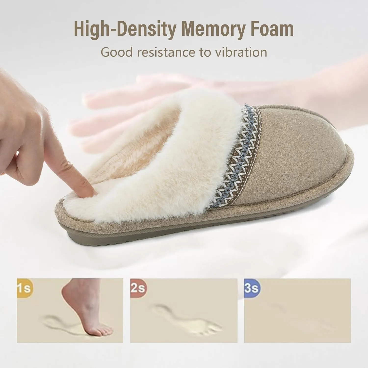 Fuzzy Slippers for Women with Memory Foam Warm Winter Suede House Slippers Indoor Outdoor Gifts For Women Faux Fur Anti-Skid