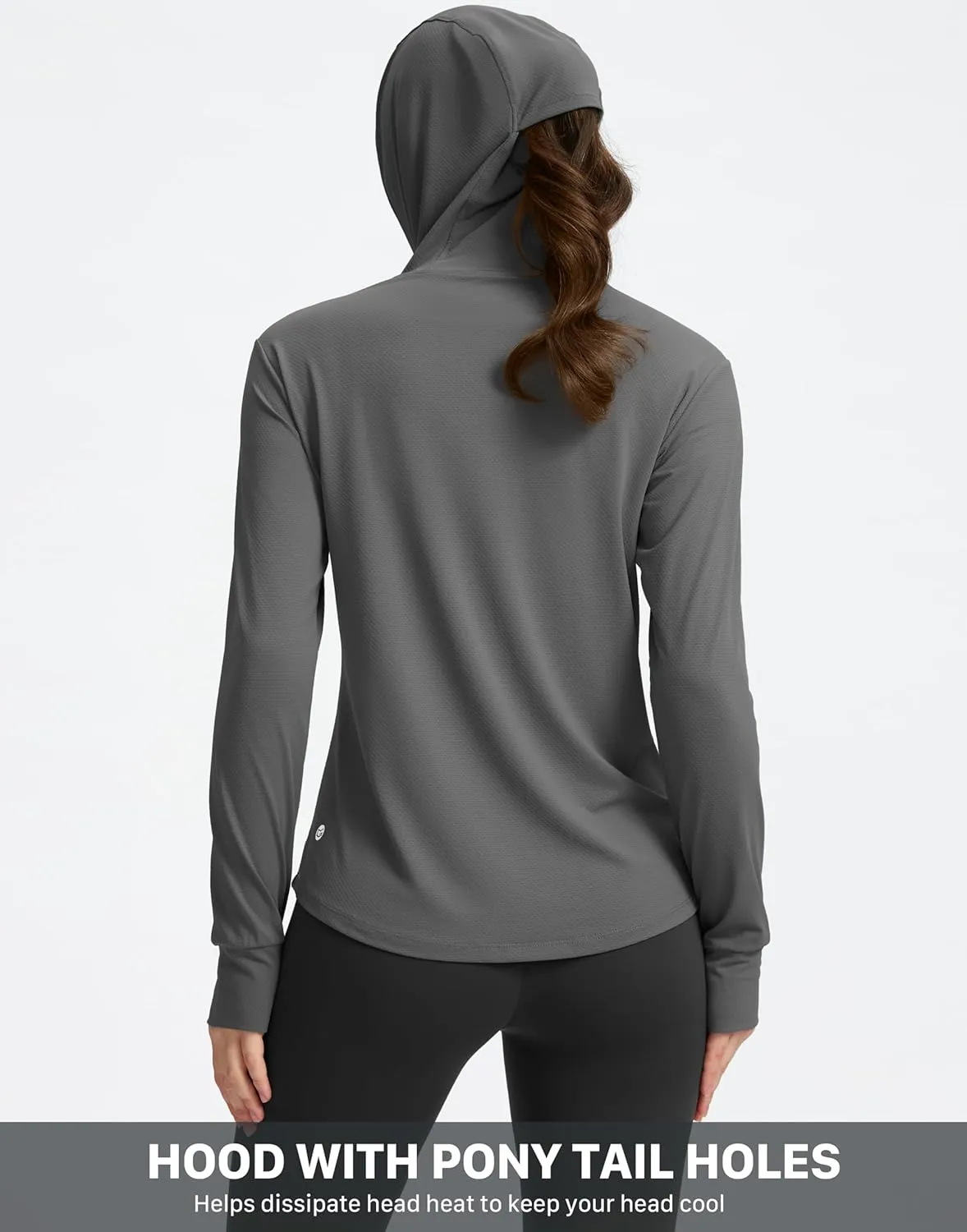G Gradual Women's UPF 50  Sun Protection Hoodie Jacket with Ponytail Hole and 4 Pockets Lightweight Long Sleeve for Hiking