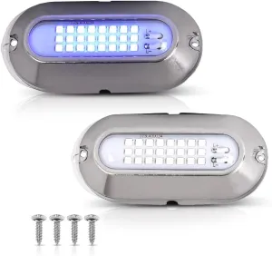 G-PLUS LED Bright White Housing Marine Boat Light Pontoon Boat Docking Light 12V Blue Lighting 2 Pcs