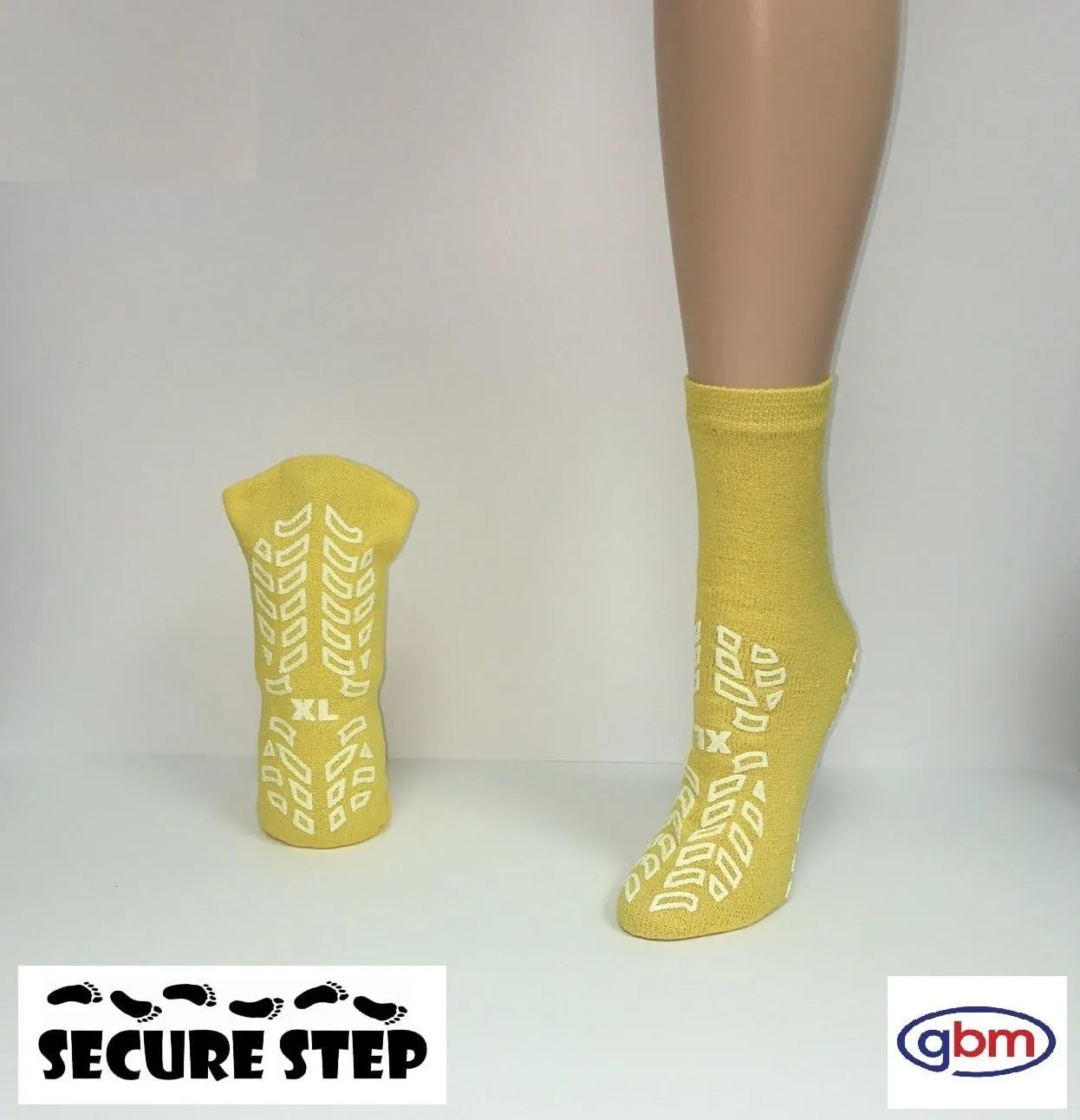GBM Secure Step Double-Sided Tread Non Slip Safety Socks, 6 Pair