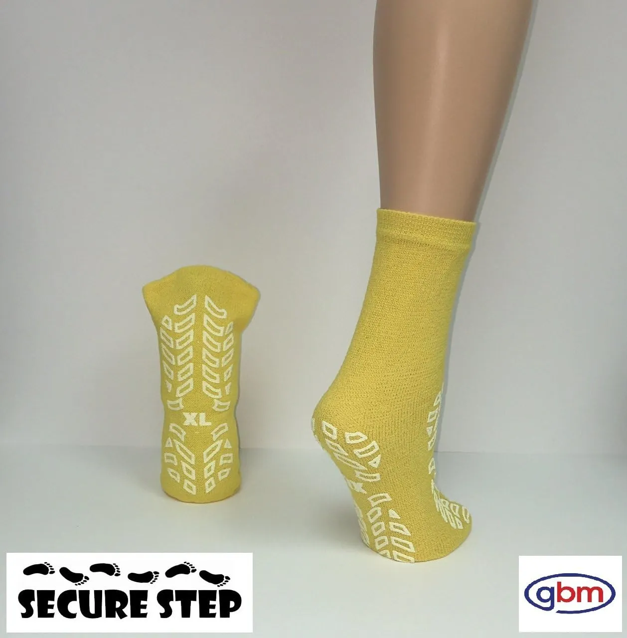 GBM Secure Step Double-Sided Tread Non Slip Safety Socks, 6 Pair