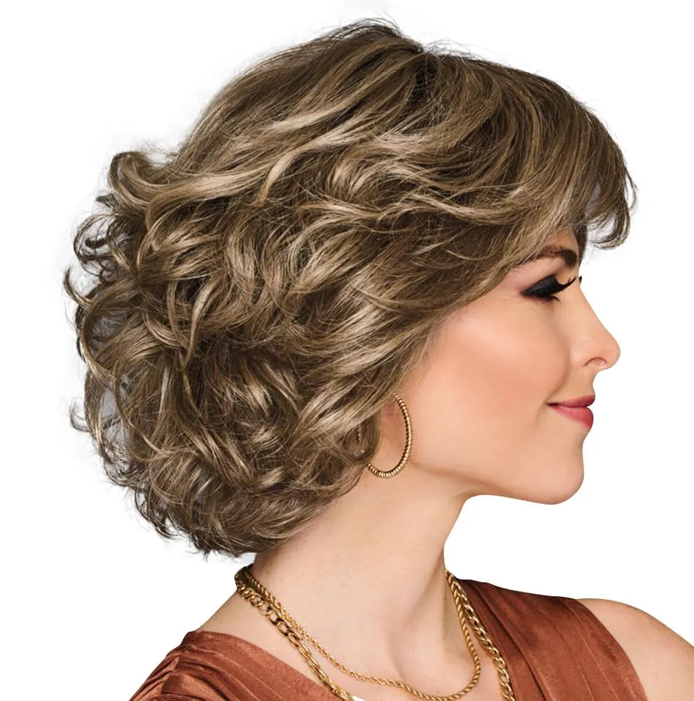 Gimme Drama Chin-Length Pageboy Long Layered Bob Wig by Hairuwear, Average Cap, GF10-22SS Iced Cappuccino