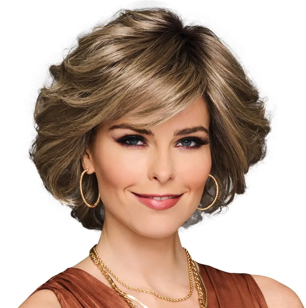 Gimme Drama Chin-Length Pageboy Long Layered Bob Wig by Hairuwear, Average Cap, GF10-22SS Iced Cappuccino
