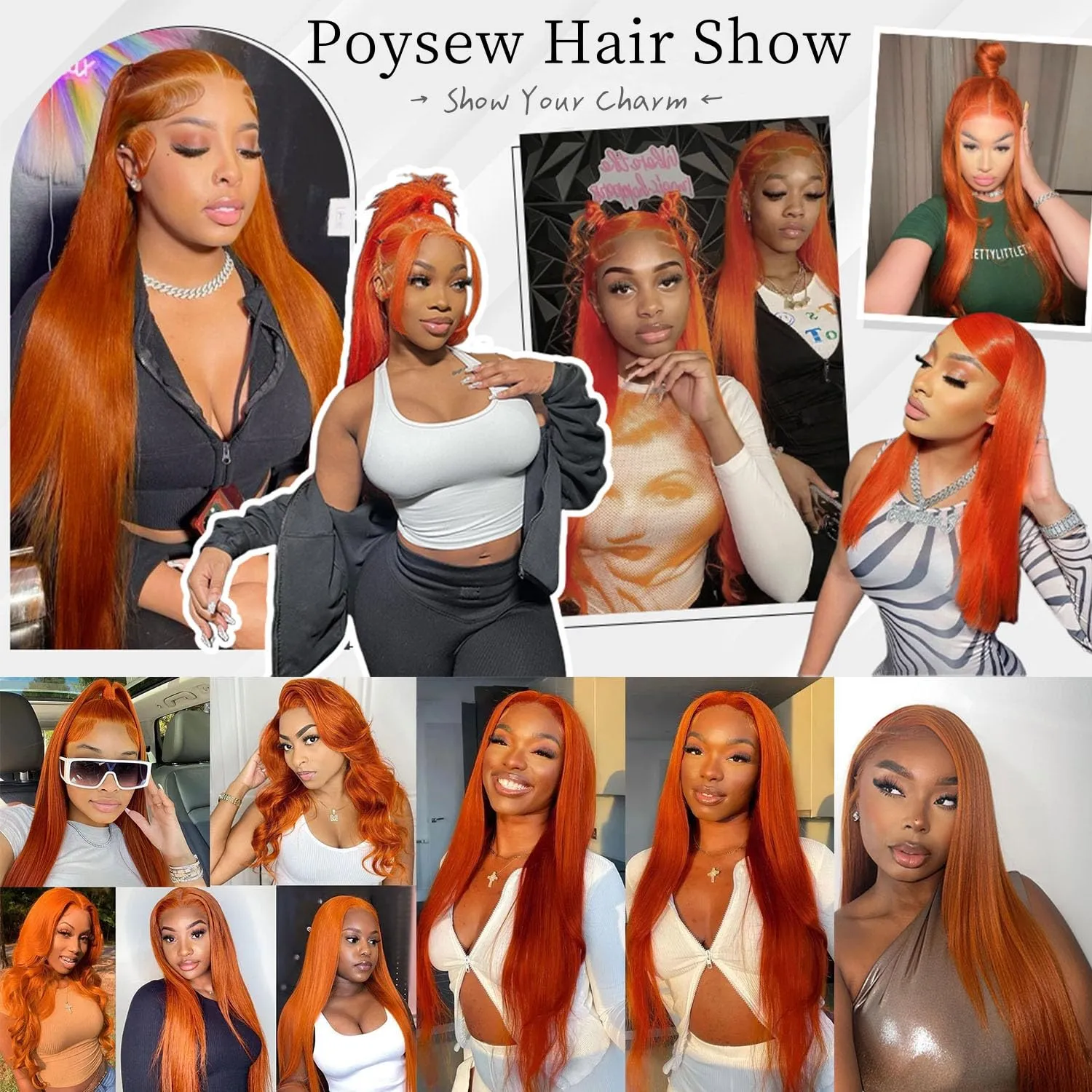 Ginger Orange Human Hair Lace Front Wig - 180% Density, Pre-Plucked, Baby Hair, 13x4 Straight Lace Frontal Wig for Black Women (20Inch)