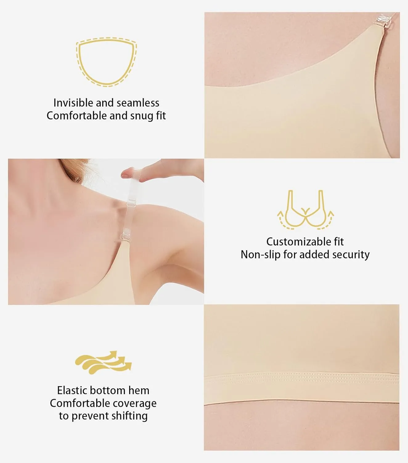Girls Dance Bra Clear Straps Teens Strapless Bra For Ballet Competitions Cheerleading With Replacement Straps