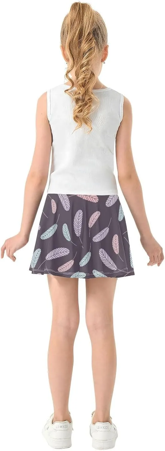 Girls Skorts Active Athletic Skirts with Inner Built-in Shorts for Golf Tennis 3-12T Cherry Blossom Floral Pink