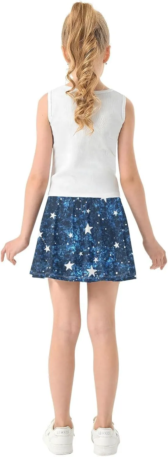 Girls Skorts Active Athletic Skirts with Inner Built-in Shorts for Golf Tennis 3-12T Colorful Groovy Wave