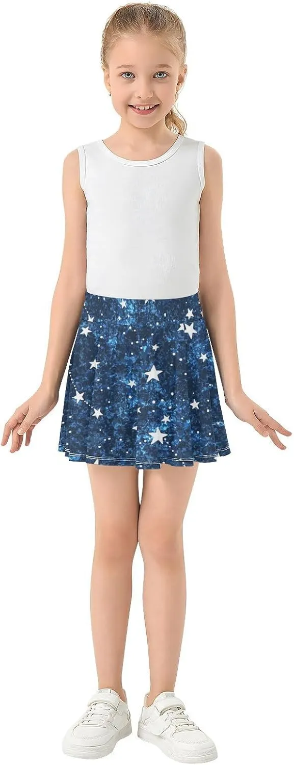 Girls Skorts Active Athletic Skirts with Inner Built-in Shorts for Golf Tennis 3-12T Colorful Groovy Wave