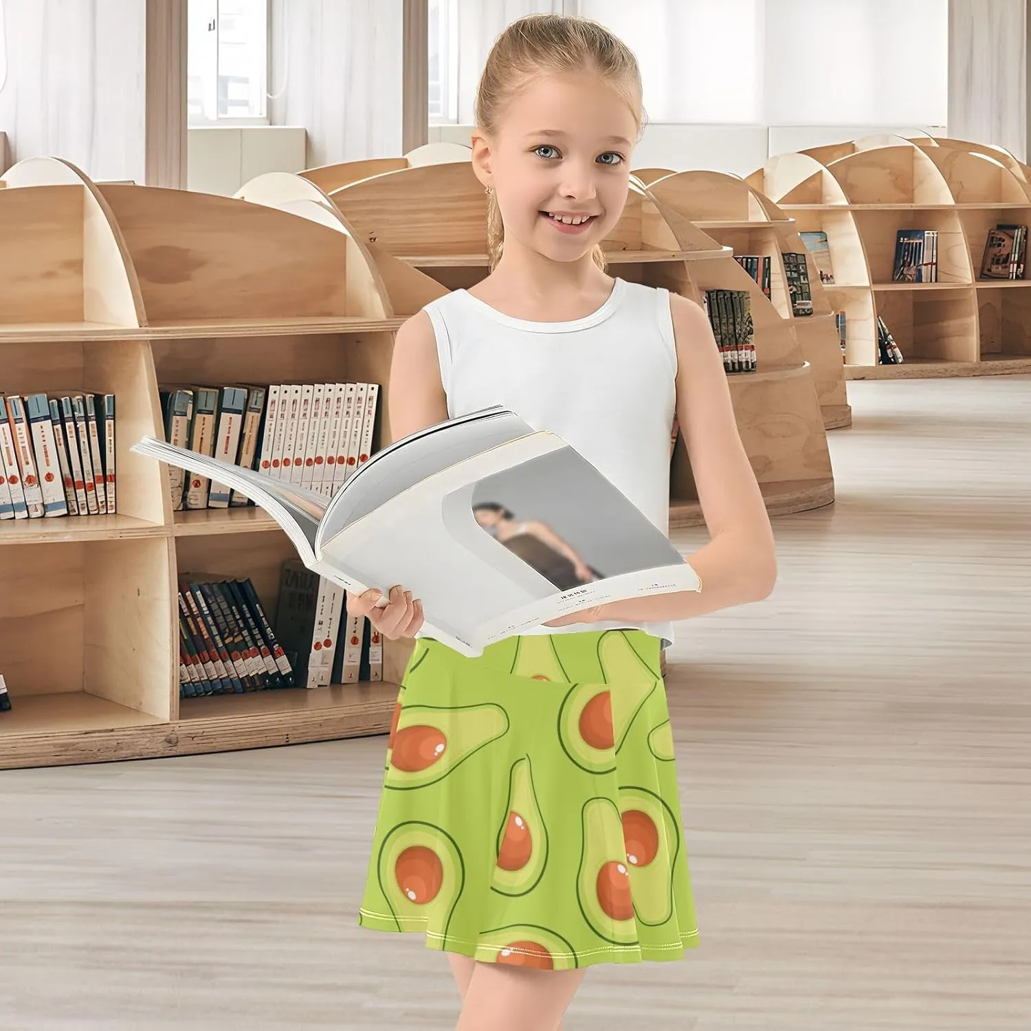 Girls Skorts Active Athletic Skirts with Inner Built-in Shorts for Golf Tennis 3-12T Green Daisy