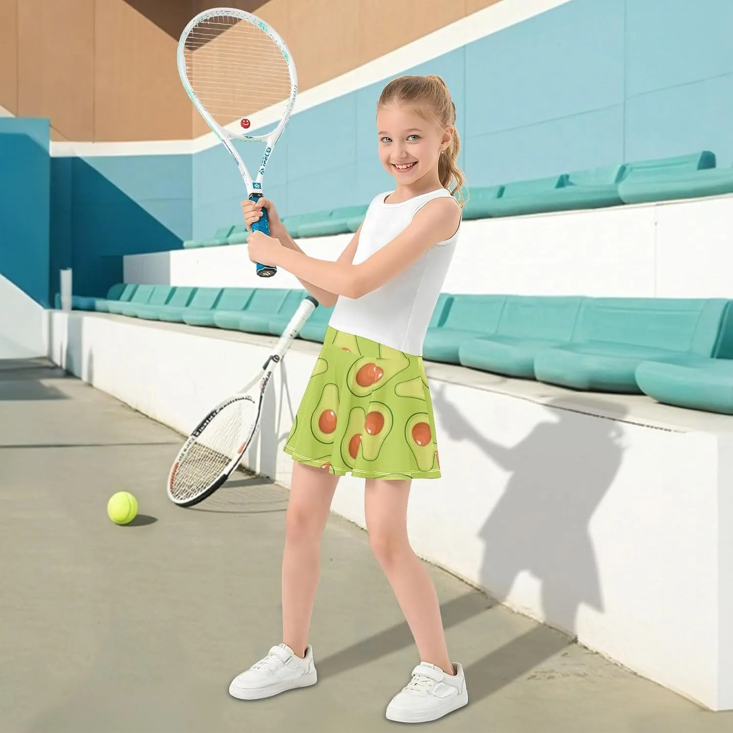 Girls Skorts Active Athletic Skirts with Inner Built-in Shorts for Golf Tennis 3-12T Green Daisy