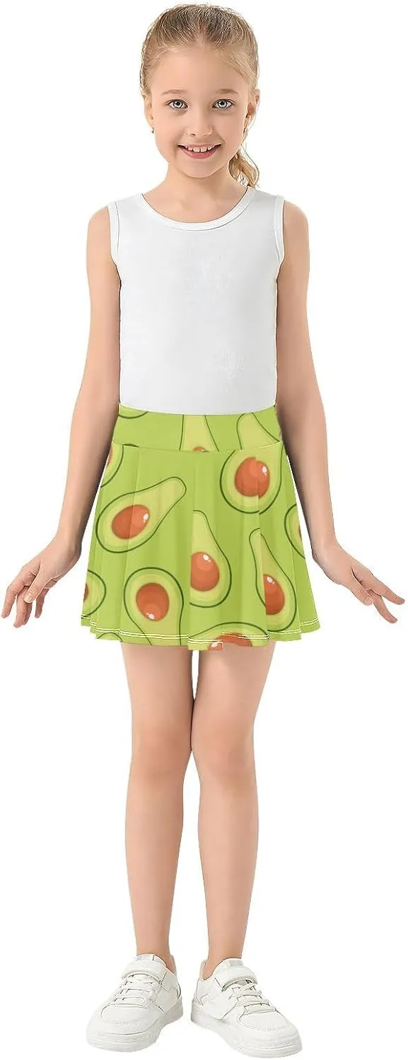 Girls Skorts Active Athletic Skirts with Inner Built-in Shorts for Golf Tennis 3-12T Green Daisy