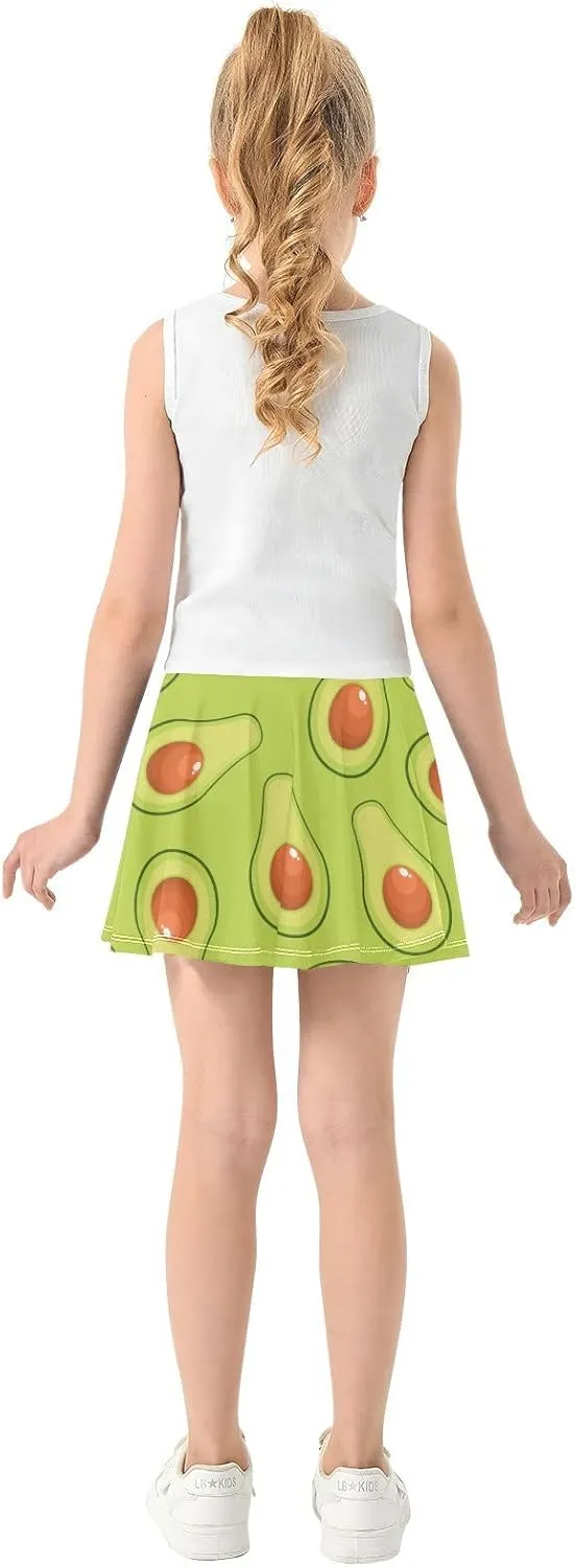 Girls Skorts Active Athletic Skirts with Inner Built-in Shorts for Golf Tennis 3-12T Green Daisy