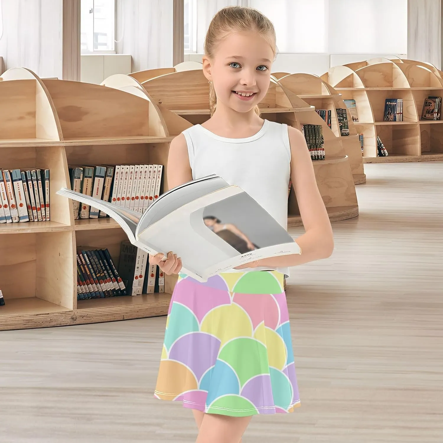 Girls Skorts Active Athletic Skirts with Inner Built-in Shorts for Golf Tennis 3-12T Polka Dot Pink