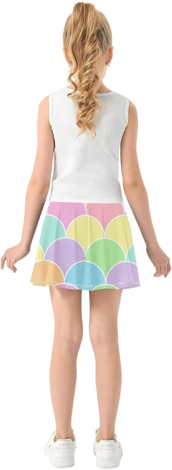 Girls Skorts Active Athletic Skirts with Inner Built-in Shorts for Golf Tennis 3-12T Polka Dot Pink