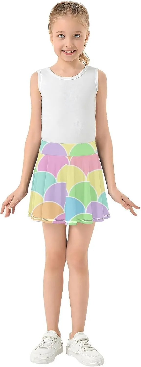 Girls Skorts Active Athletic Skirts with Inner Built-in Shorts for Golf Tennis 3-12T Polka Dot Pink