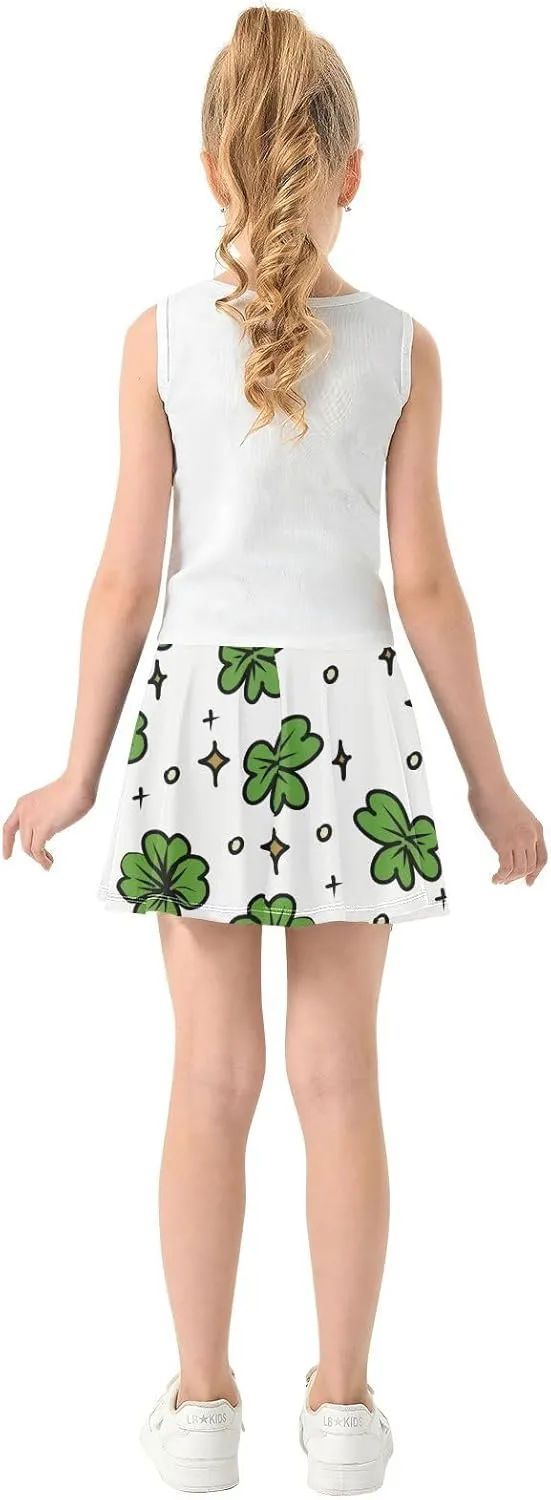 Girls Skorts Active Athletic Skirts with Inner Built-in Shorts for Golf Tennis 3-12T White Rose Flowers