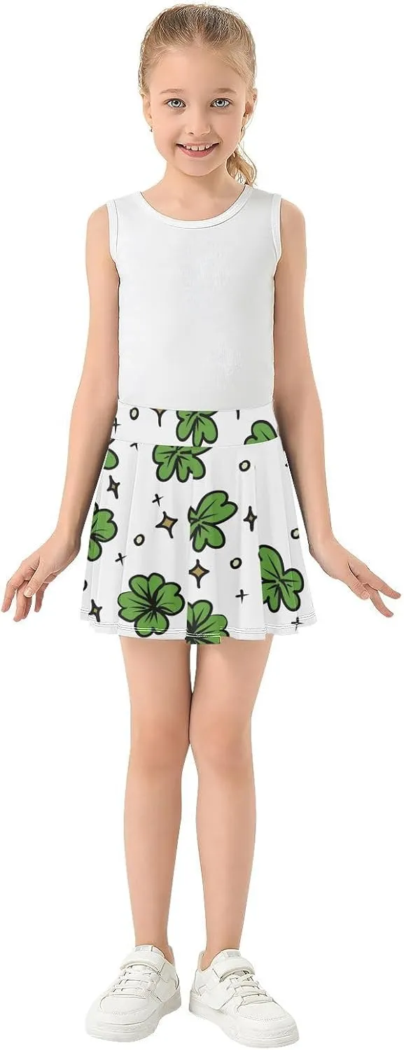 Girls Skorts Active Athletic Skirts with Inner Built-in Shorts for Golf Tennis 3-12T White Rose Flowers