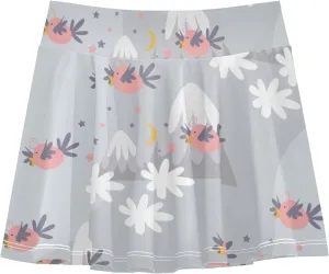 Girls Skorts Active Athletic Skirts with Inner Built-in Shorts for Golf Tennis Running Double Layer Design Stretchy 5-6T Cute Bird Mountain Grey