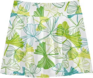 Girls Skorts Active Athletic Skirts with Inner Built-in Shorts for Golf Tennis Running Double Layer Design Stretchy 7-8T Ginkgo Leaves Green