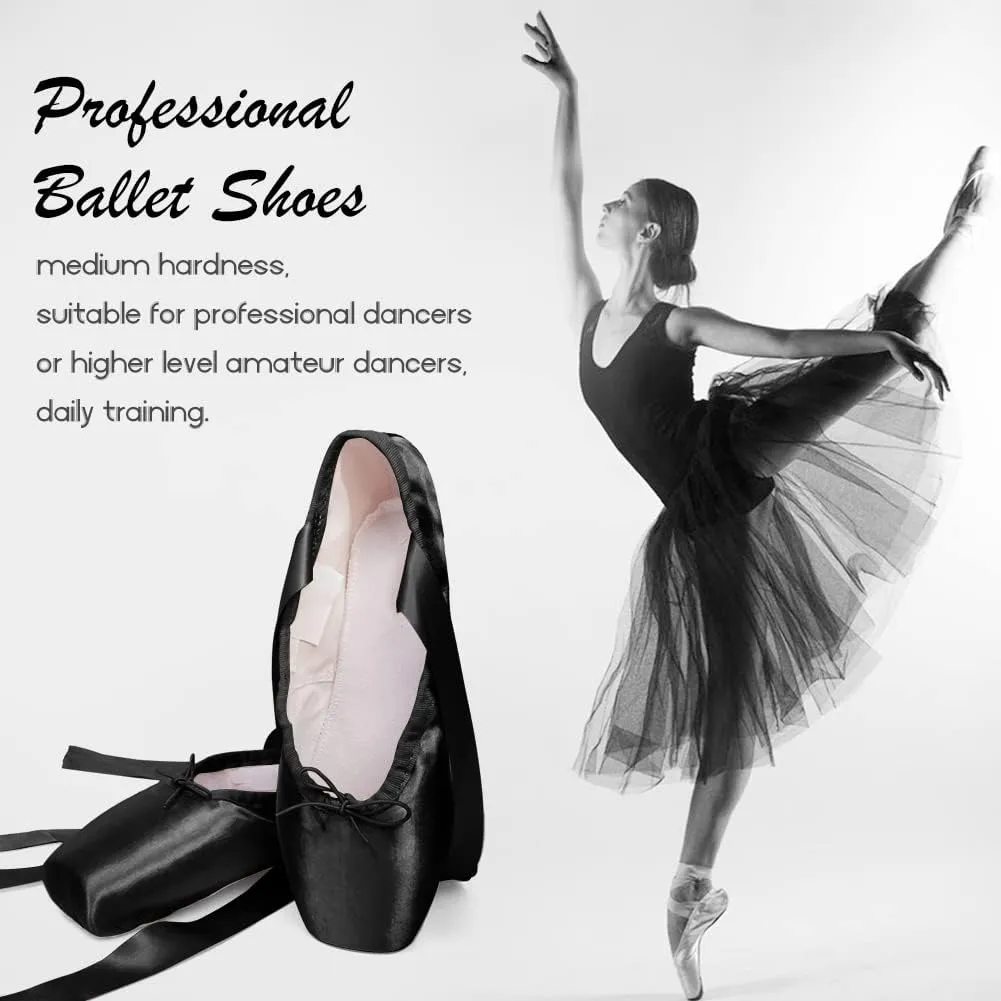 Girls Womens Ballet Pointe Shoes with Ribbons Professional Pointe Dance Shoes,Model-TJ-Pointe Ballet