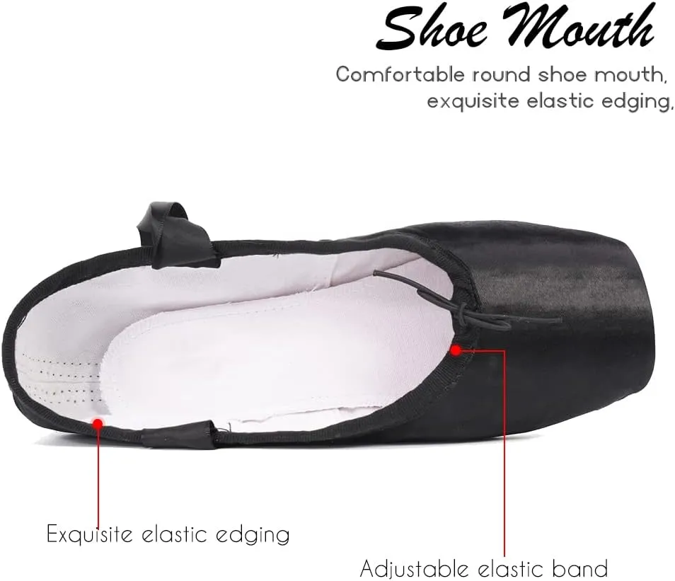 Girls Womens Ballet Pointe Shoes with Ribbons Professional Pointe Dance Shoes,Model-TJ-Pointe Ballet