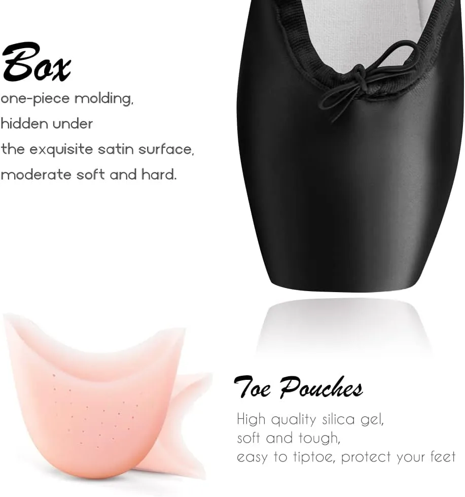 Girls Womens Ballet Pointe Shoes with Ribbons Professional Pointe Dance Shoes,Model-TJ-Pointe Ballet