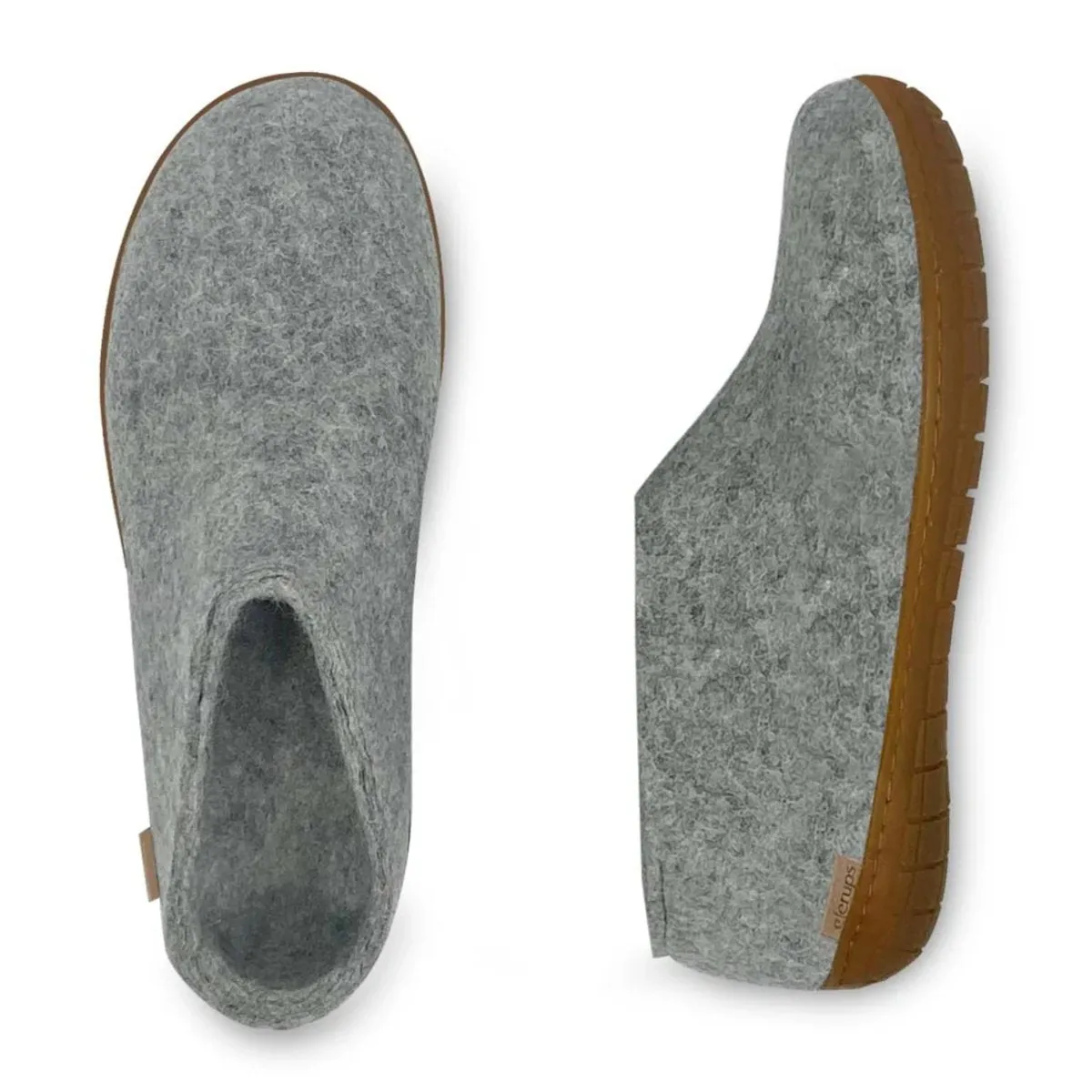 Glerups Men's Model AR Shoe with Natural Honey Rubber Sole Light Grey