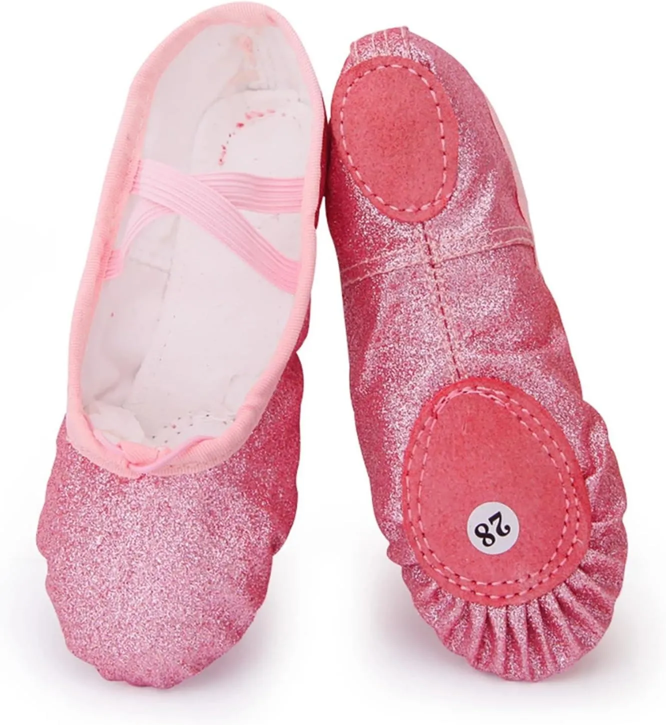 Glitter Ballet Dance Shoes Yoga Gym Flat Slippers Pink Blue Rose Red Colors Ballet Dance Shoes for Girls Children Women Teacher(Rose Red,35)