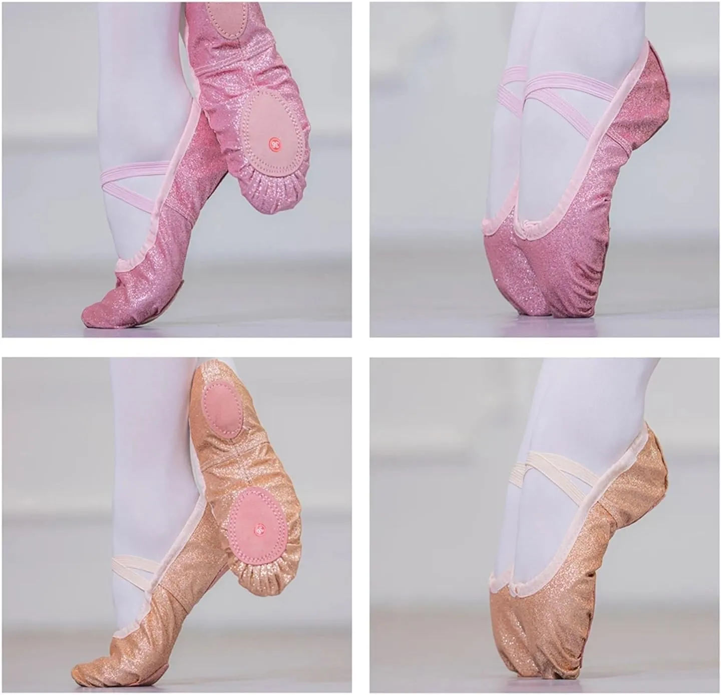 Glitter Ballet Dance Shoes Yoga Gym Flat Slippers Pink Blue Rose Red Colors Ballet Dance Shoes for Girls Children Women Teacher(Rose Red,35)