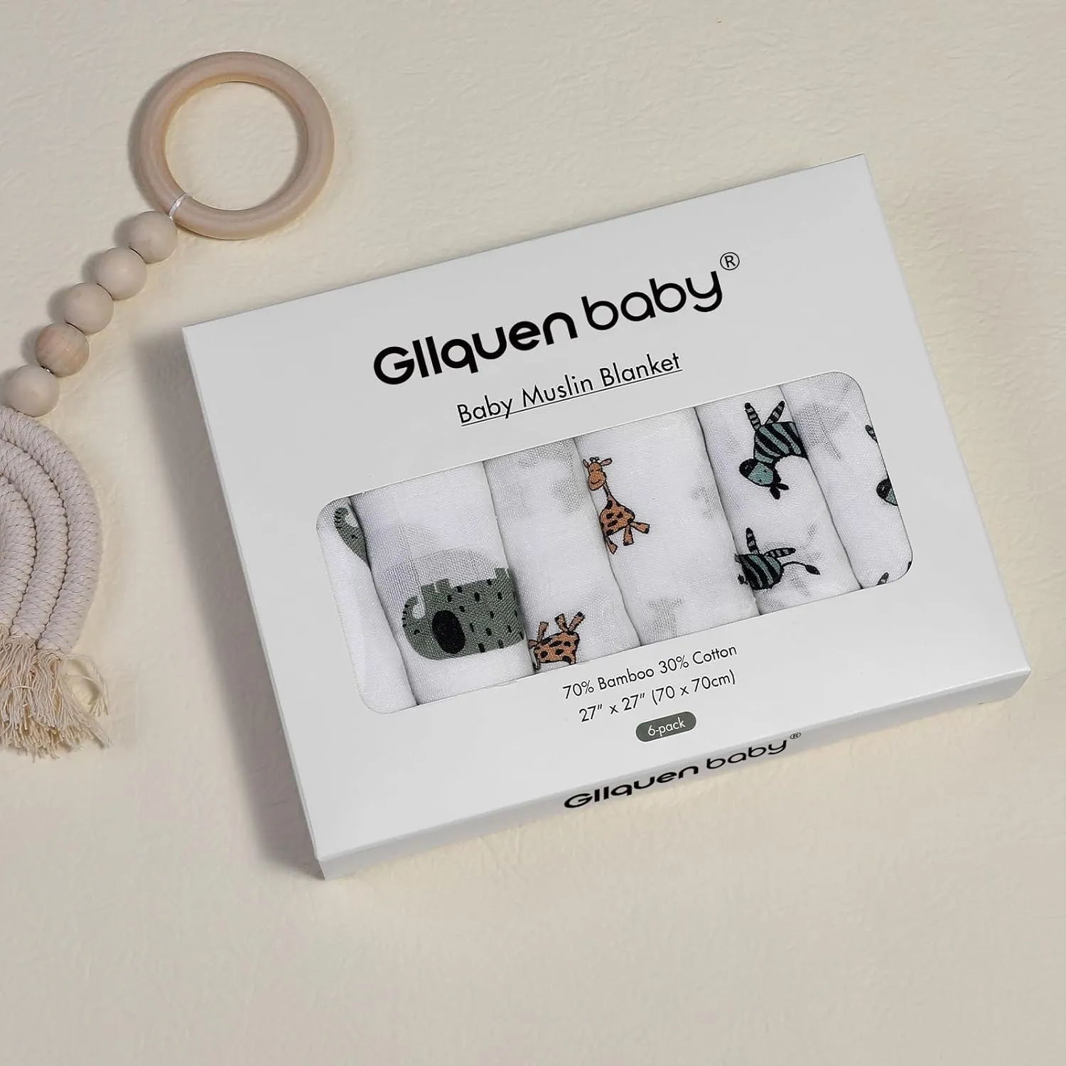 GLLQUEN BABY Receiving Blanket Boy Cotton Muslin Swaddle Blankets Girl Newborn Squares Breathable & Soft Thin Baby Blankets Cloths Double Absorbent Infant Swaddling Wrap - 6 Pack (Giraffe)