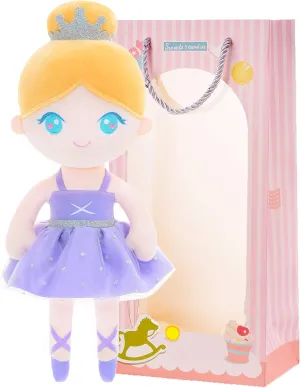 Gloveleya Baby Doll Girl Gift Ballerina Plush Soft Doll Light Purple 13 Inch with Gift Box…