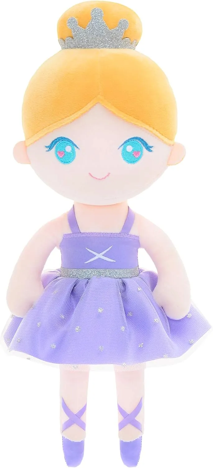 Gloveleya Baby Doll Girl Gift Ballerina Plush Soft Doll Light Purple 13 Inch with Gift Box…