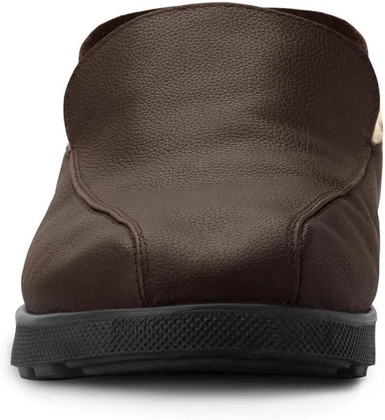 Gravity Defyer Men's G-Defy Salazar Slipper - VersoCloud Italian Leather Wool Lined House Slippers with Arch Support